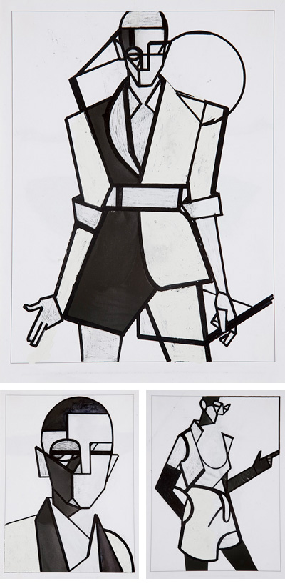 Female Figure; Modernistic, mixed techniques on paper, 2009  Female Figure; Modernistic, mixed techniques on paper, 2009  Female Figure; Modernistic, mixed techniques on paper, 2009