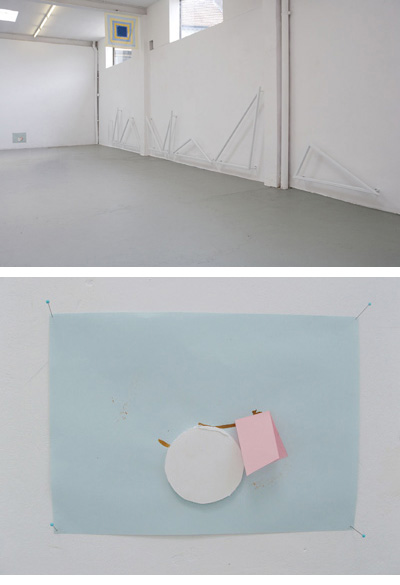 Untitled Frame, What time is it, Hedah,  Maastricht, Group exhibition with Paul  Drissen, Petra Herzog, Alexander Lieck, Christoph Wedding, Dan Walsh, curated by Agata Jastrzabek, 2008  Untitled Watercolor, foam and paper collage, What time is it, Hedah, Maastricht,  2008